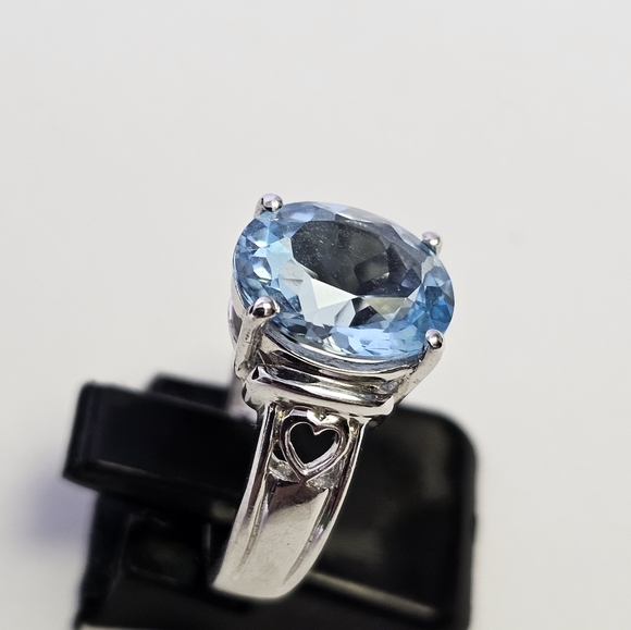 Certified Blue Topaz Sterling Silver Ring Size 7 π - Picture 12 of 14
